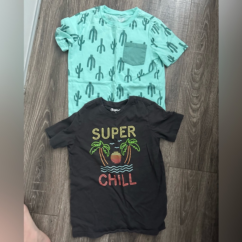 Kids' 8 OshKosh Graphic Tee ‘Super Chill’ and Jumping Bean Green Cactus Shirt